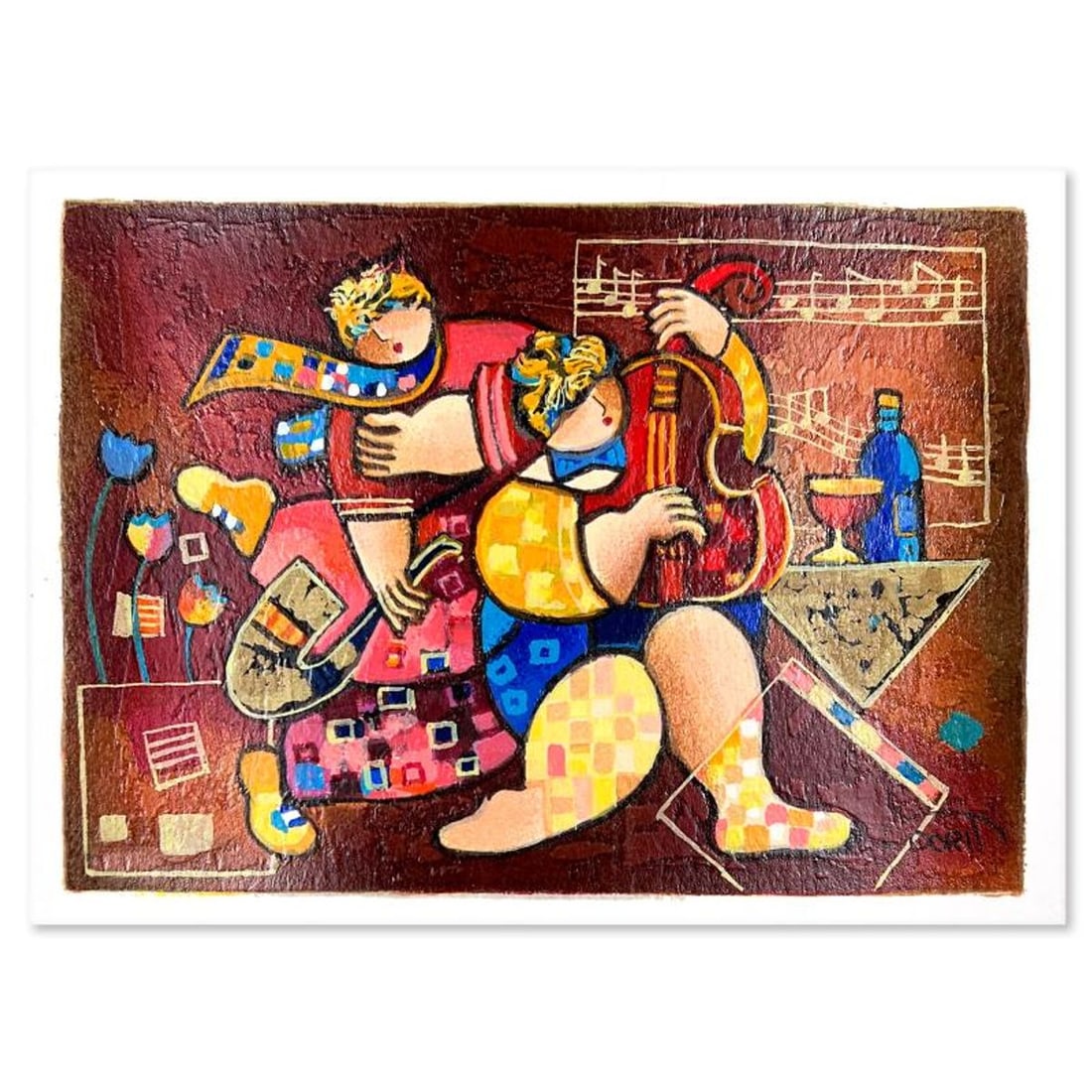 Dorit Levi, "Merry Music" Limited Edition Serigraph, Numbered and Hand Signed with Letter of: Merry Music is a limited edition serigraph on paper by Dorit Levi. The piece comes hand signed by the artist, numbered, and with a letter of authenticity. Measures approximately 6 x 8". Reference#: 91