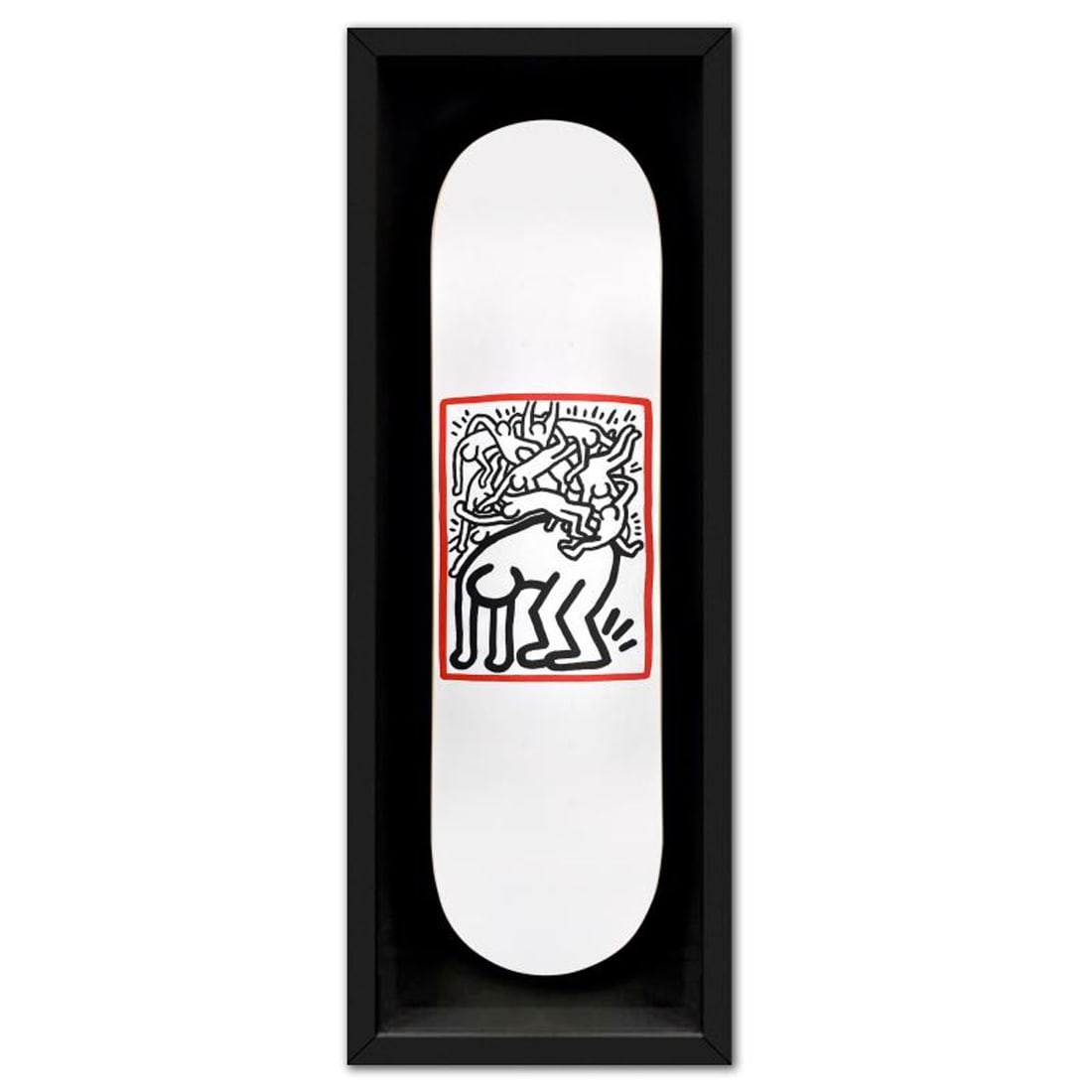 Keith Haring (1958-1990), "Fight AIDS" Framed Skateboard, Plate Signed with Letter of Authenticity. (1 of 2)