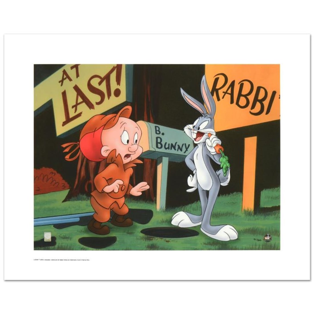 Rabbit Season Limited Edition Giclee from Warner Bros., Numbered with Hologram Seal and Certificate: Rabbit Season is a limited edition giclee on paper from Warner Bros., numbered with hologram seal of Authenticity. Also, includes Certificate of Authenticity! Measures approx. 20" x 16" (with border),