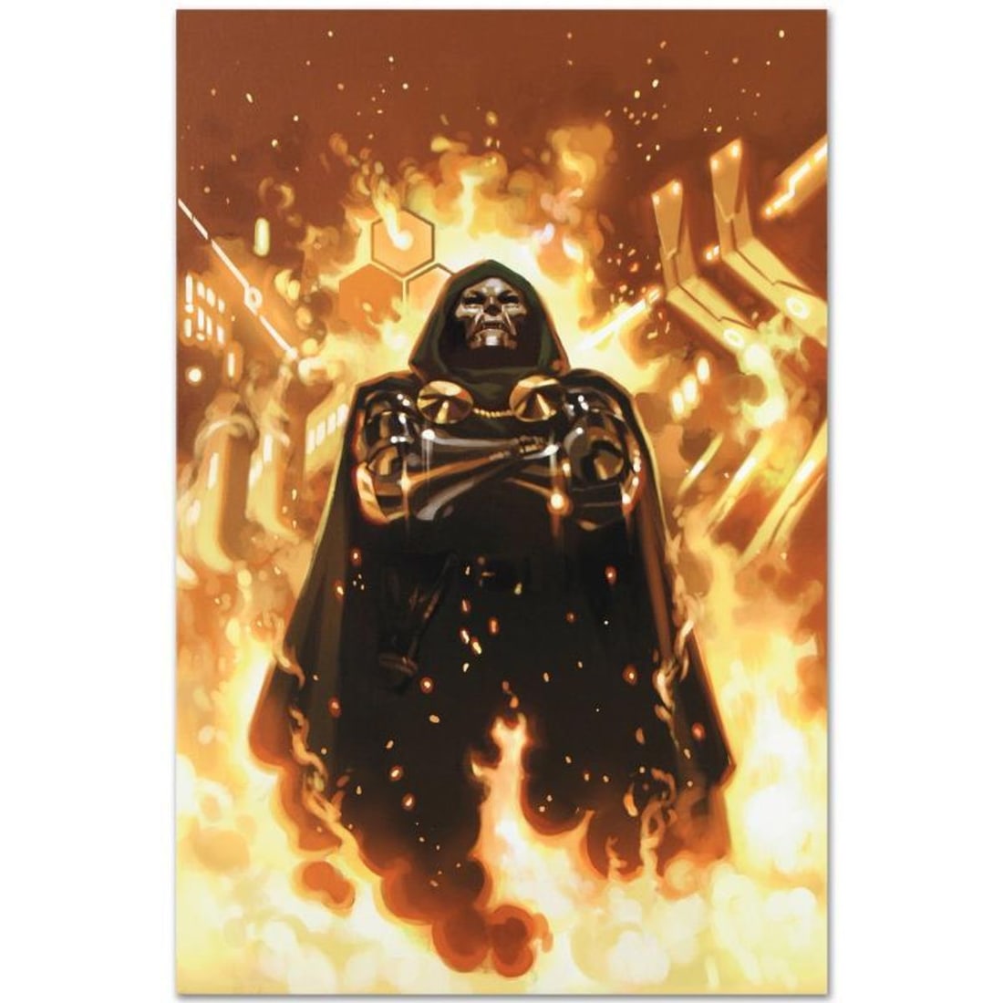 Marvel Comics "FF #2" Numbered Limited Edition Giclee on Canvas by Daniel Acuna with COA.: A piece of comic book history, this limited edition, from original art by Daniel Acuna, depicts a Menacing Dr. Doom. Spanish artist Daniel Acuna cites artists like Jack Kirby and Simon Bisley as his e