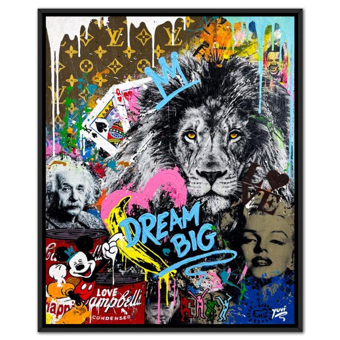 Yuvi, Framed Mixed Media Original on Canvas, Hand Signed with Letter of Authenticity.: This is a mixed media original on canvas by Yuvi, hand signed by the artist. This piece comes custom framed. Includes Letter of Authenticity. Measures approx. 25.5" x 31.5" (frame), 24" x 30"