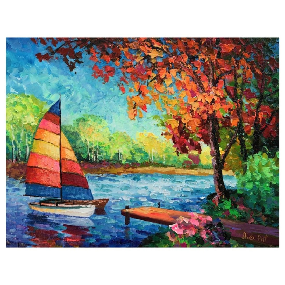 Alexander Antanenka, "Private Pier" Hand Signed Original Painting on Canvas with Letter of: Private Pier is an original oil painting on stretched canvas by Alexander Antanenka. Hand signed by the artist, the piece comes with a letter of authenticity. Measures approximately 16" x 20" (image).