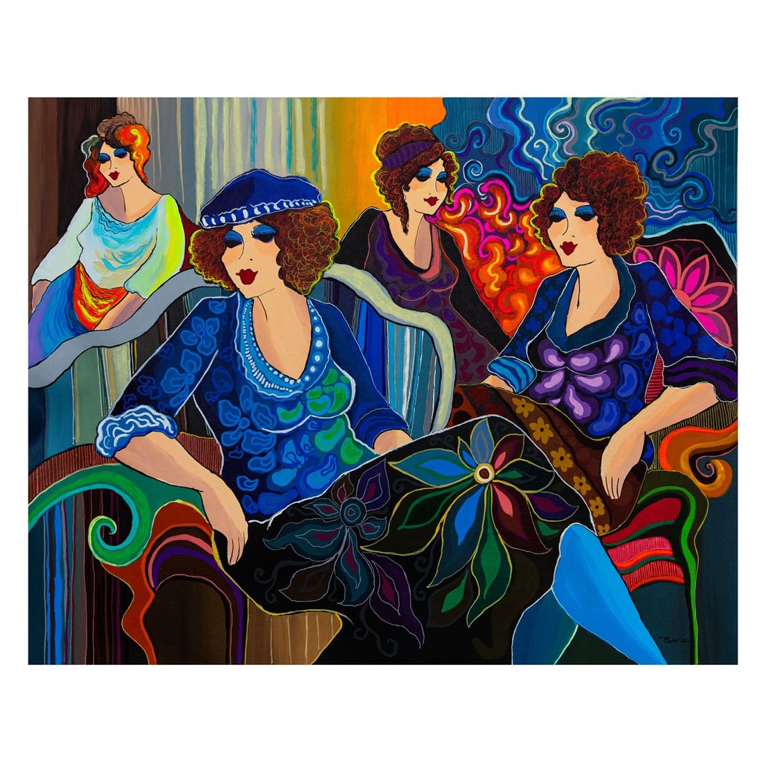 Patricia Govezensky- Original Acrylic on Canvas "Velvet Conversations" (1 of 2)