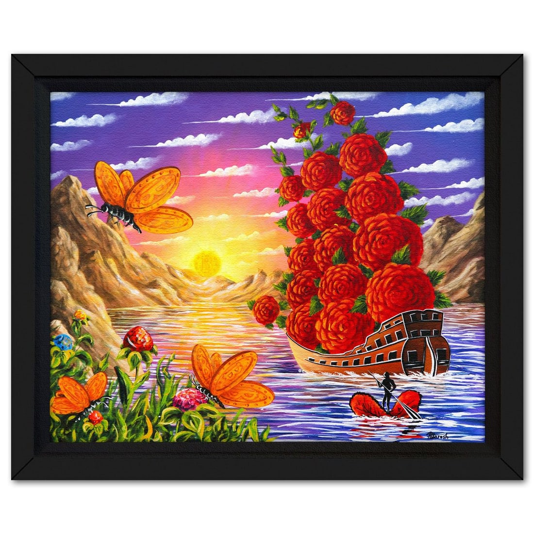 Eugene Poliarush- Original Oil on Canvas "Crimson Voyage": Artist: Eugene Poliarush. Medium: Original Oil on Canvas. Title: Crimson Voyage. Size: 24" x 30". Measures approx. 29" x 35" (framed). Signature: Hand signed by the artist. Certificate of Authenticity