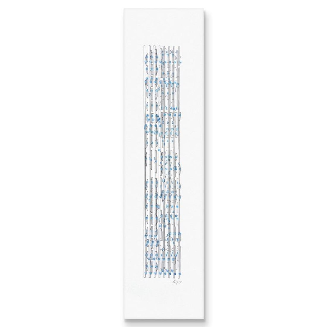 Yaacov Agam, "Plus Minus X 9 Frontispiece" Limited Edition Lithograph, Numbered and Hand Signed with: Plus Minus X 9 Frontispiece is a limited edition lithograph on paper by Yaacov Agam, numbered and hand signed by the artist. Includes Letter of Authenticity. Measures approx. 26" x 7" (border), 19.5" 
