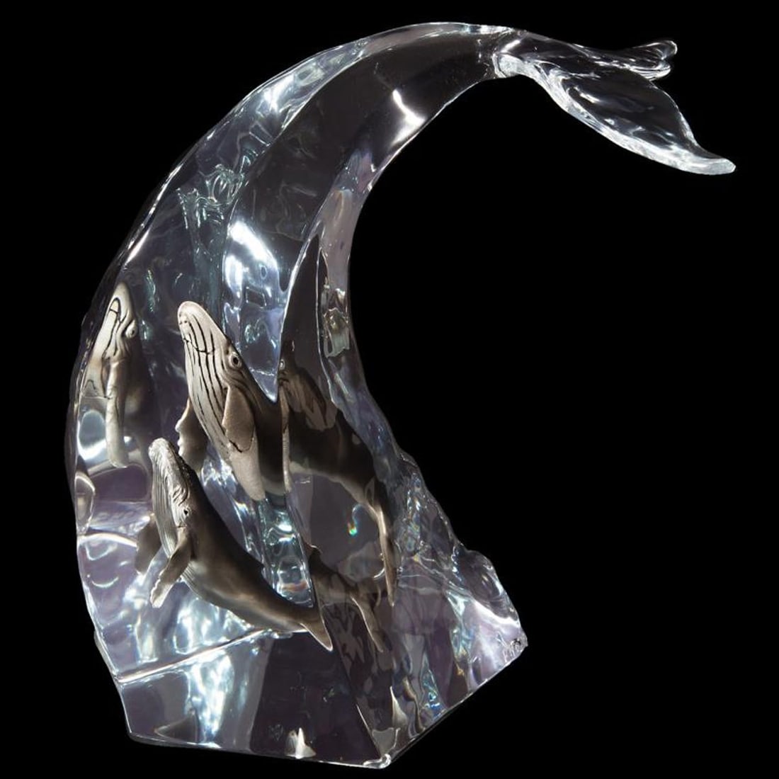 Kitty Cantrell, "Humpback Dance" Limited Edition Mixed Media Lucite Sculpture with COA.: Humpback Dance is a limited edition mixed media lucite sculpture by Kitty Cantrell. Engraved with the artists signature and number, this piece comes with a certificate of authenticity. Measures approx