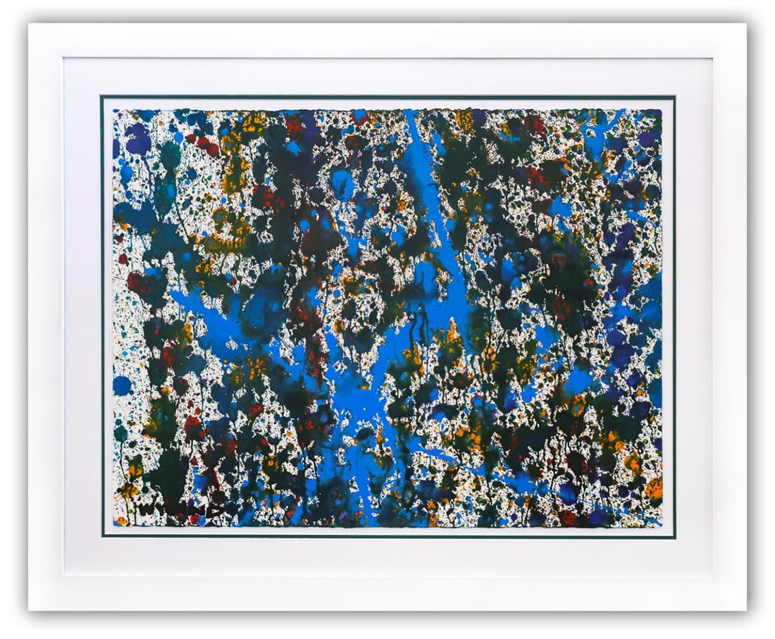 Wyland- Original Watercolor Painting on Deckle Edge Paper "Abstract Drip": Artist: Wyland. Medium: Original Watercolor Painting on Deckle Edge Paper. Title: Abstract Drip. Size: 22" x 30". Measures approx. 32" x 40" (framed). Signature: Hand Signed by the artist. Certificate