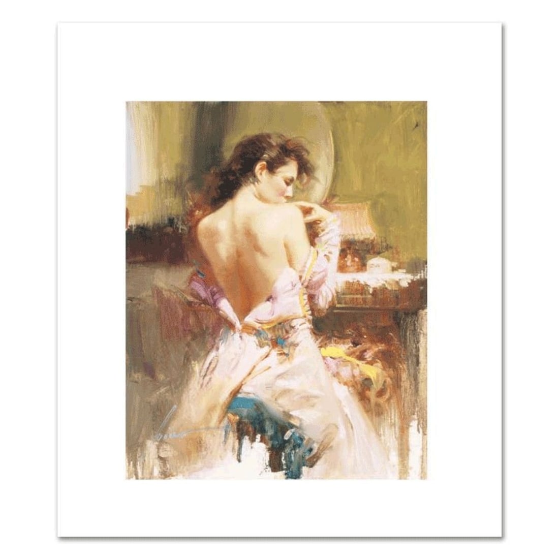 Pino (1939-2010), "Ballgown" Hand Signed Limited Edition on Canvas with Certificate of Authenticity.: Ballgown is a limited edition giclee on canvas by Pino (1939-2010), numbered and hand signed by the artist. Includes Certificate of Authenticity. Measures approximately 10" x 8". Reference#: 92969.