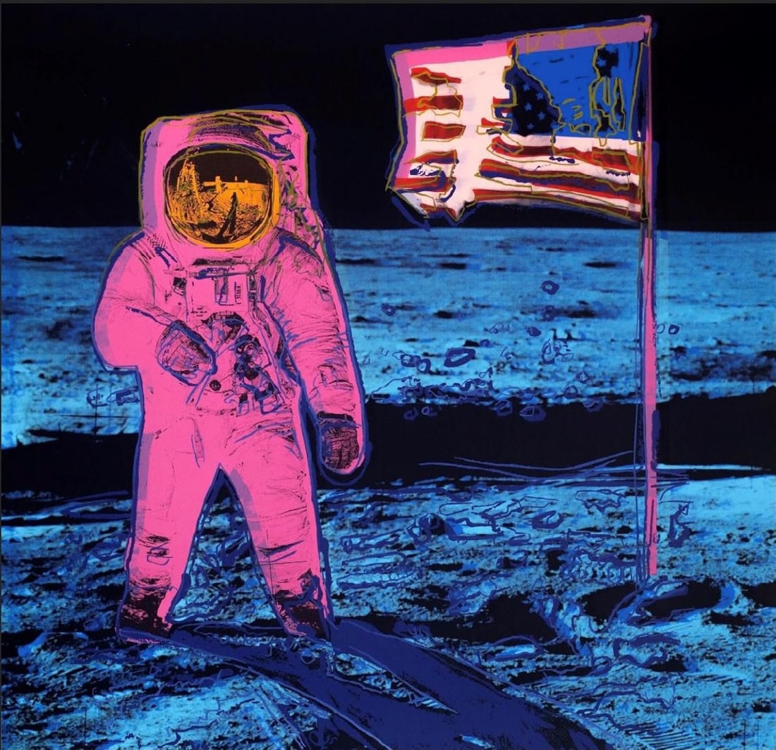 Andy Warhol- Silk Screen "The Moonwalk 11.405": Artist: Andy Warhol. Medium: Silk Screen. Title: The Moonwalk 11.405. Size: 38.5" x 38.5". Certificate of Authenticity: Is Included. Additional: limited edition silk screen print on museum board from 