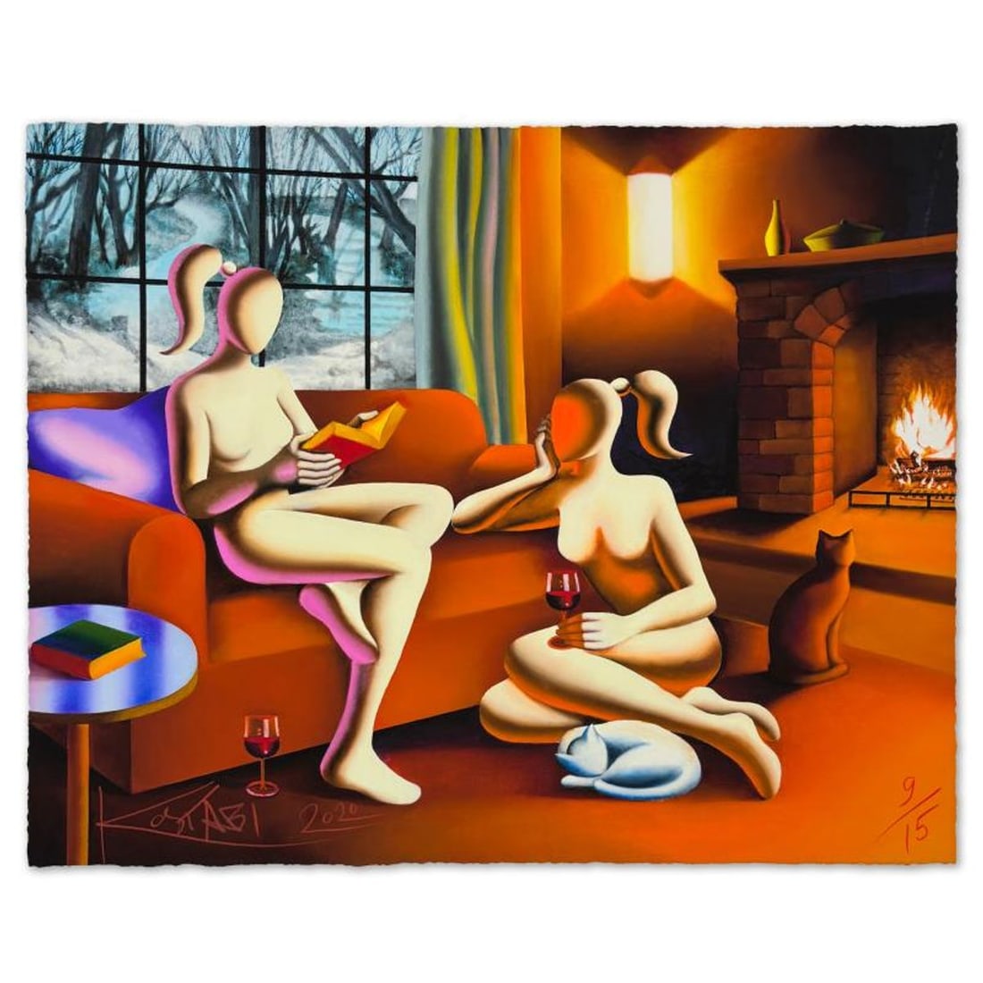 Mark Kostabi, "Tales of Destiny" Limited Edition, MP Numbered 9/15 and Hand Signed with Letter of: Tales of Destiny is a limited edition giclee on paper by Mark Kostabi, MP numbered 9/15 and hand signed by the artist. Includes Letter of Authenticity. Measures approx. 18.5" x 23" (image).