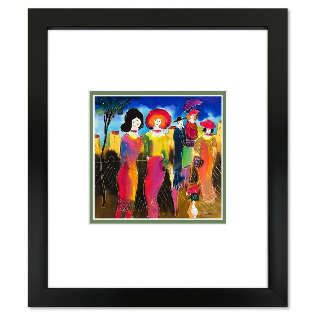 Moshe Leider, Framed Original Mixed Media Watercolor Painting, Hand Signed with Letter of: This is an original mixed media watercolor painting on paper by Moshe Leider. Hand signed by the artist, this piece comes custom framed and includes a Letter of Authenticity. Measures approximately 18