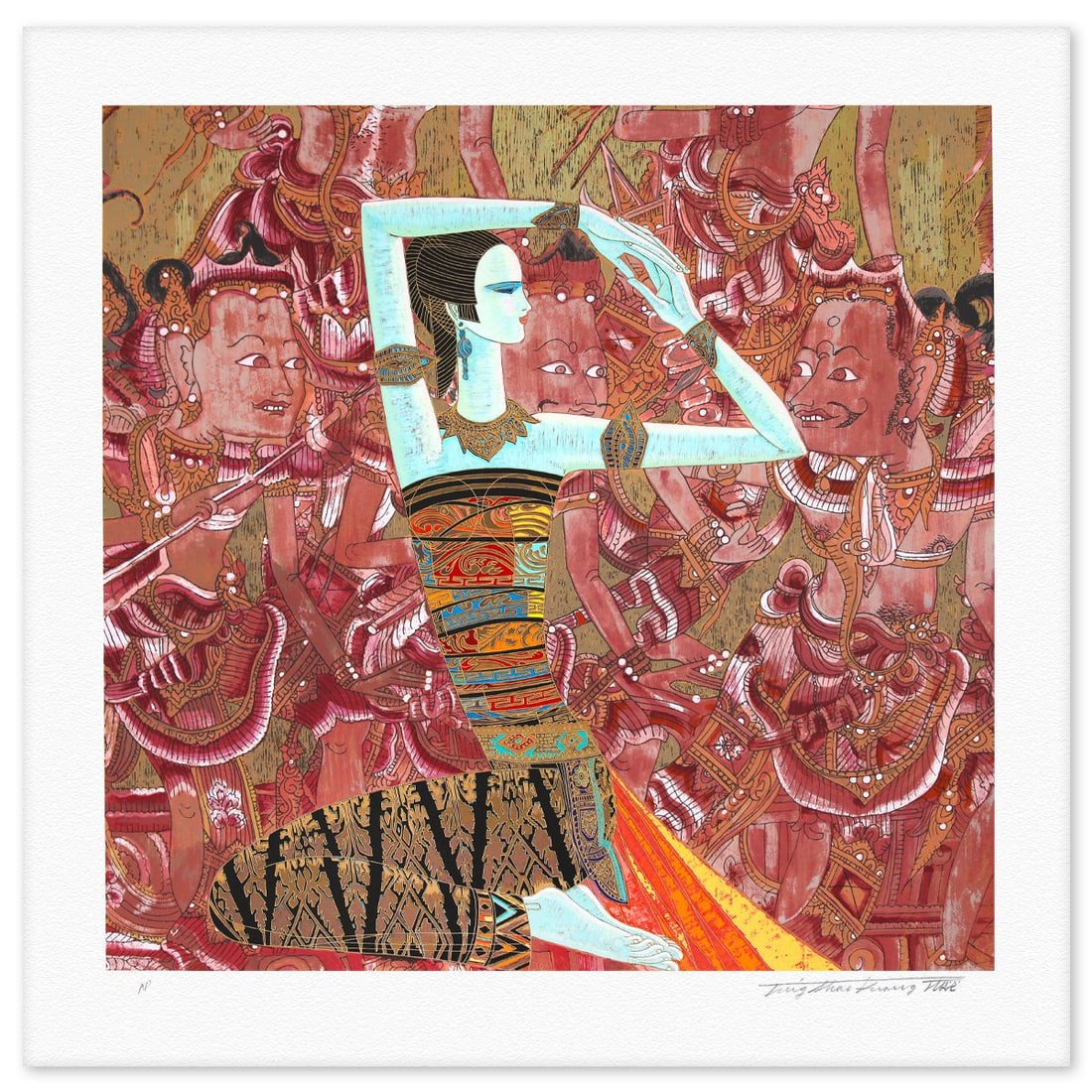 Ting Kuang- Silkscreen "Ramayana": Artist: Ting Kuang. Medium: Silkscreen. Title: Ramayana. Size: 31" x 31". Signature: Hand signed and numbered. Reference#: 74857.