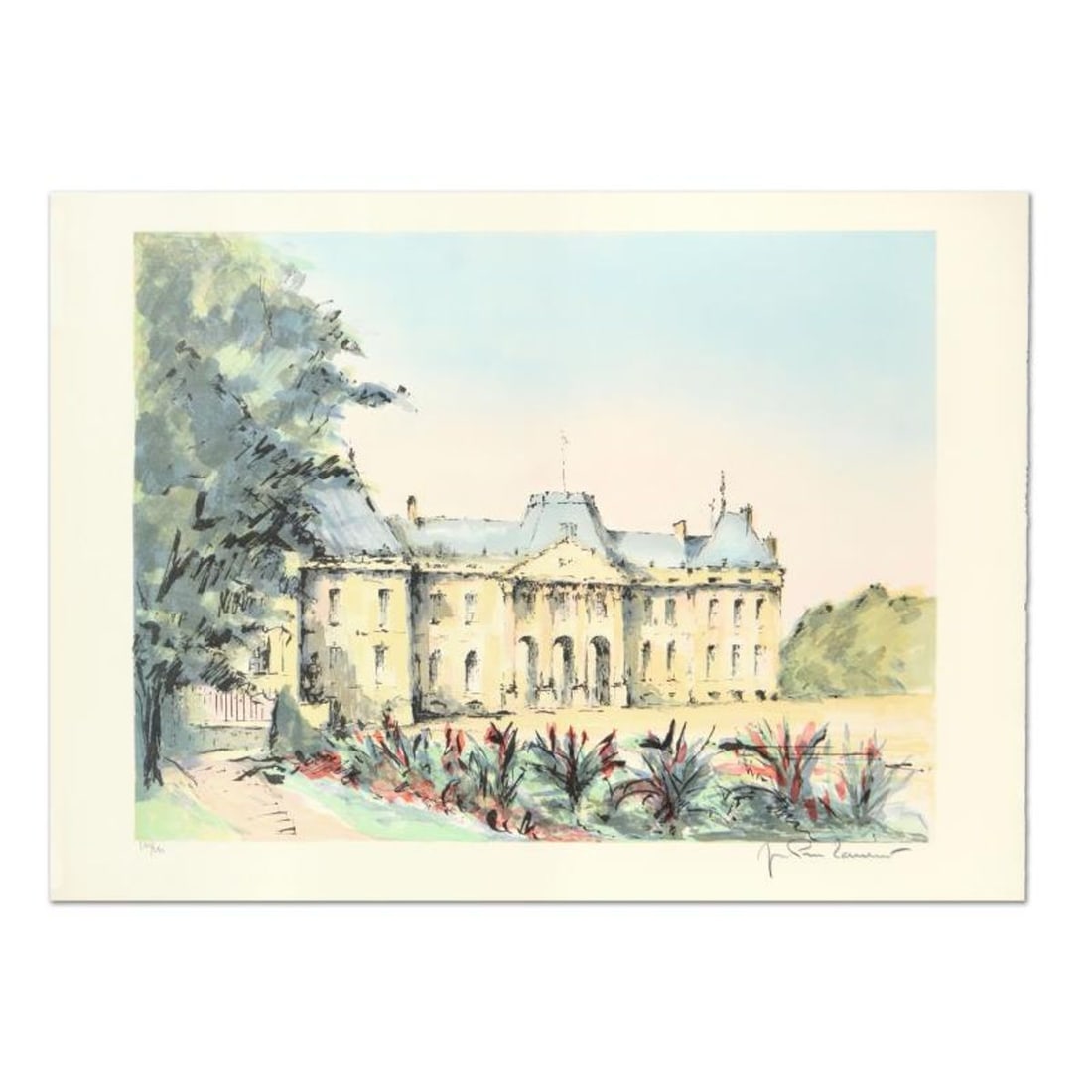 Laurant, "Chateu Leunville" Limited Edition Lithograph, Numbered and Hand Signed.: Chateu Leunville is a limited edition lithograph on paper by Laurant, numbered and hand signed by the artist. Measures approx. 29.5" x 21.5" (border), 24" x 18" (image). Reference#: 91339.