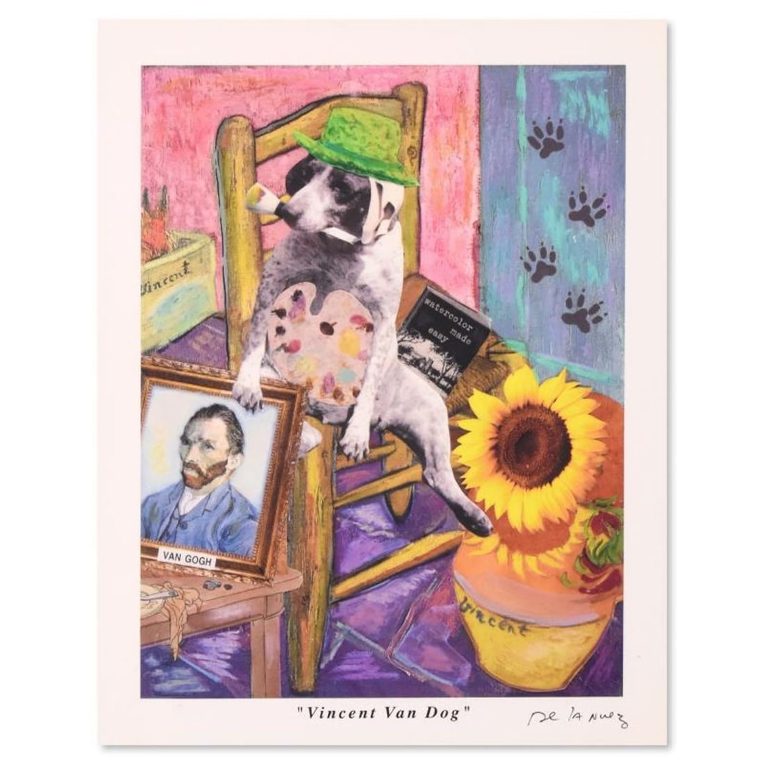 Nelson De La Nuez, "Vincent Van Dog" AP Limited Edition, Numbered and Hand Signed with Letter of: Vincent Van Dog is a limited edition artist proof on paper by Nelson De La Nuez, numbered and hand signed by the artist. Includes Letter of Authenticity. Measures approx. 10" x 13". Reference#: 90313.