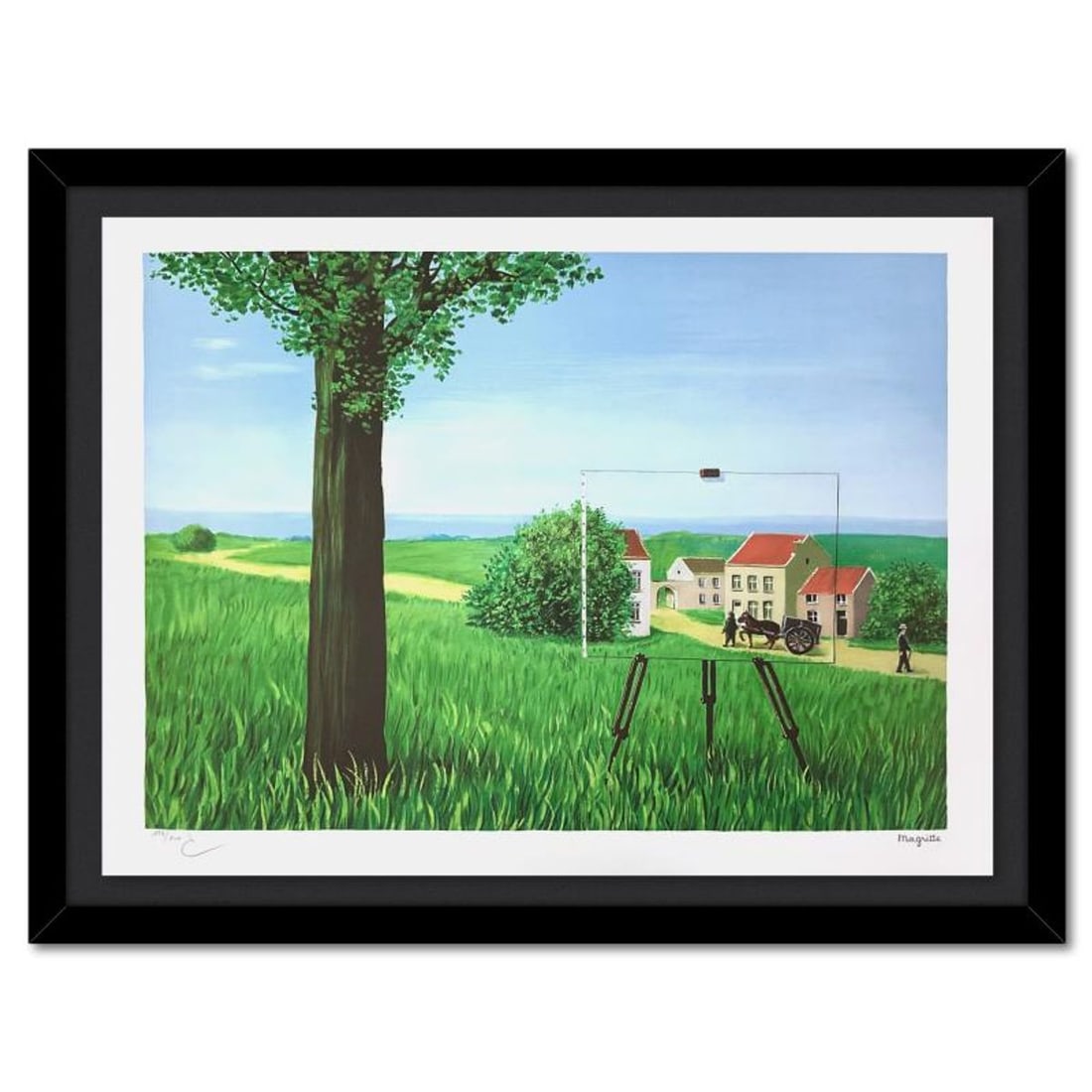 Rene Magritte 1898-1967 (After), "La Belle Captive (The Fair Captive)" Framed Limited Edition: La Belle Captive (The Fair Captive) is a limited edition lithograph by Rene Magritte (1898-1967). This piece is numbered 124/300 and bears the dry stamps of the Magritte Foundation & ADAGP (Society of
