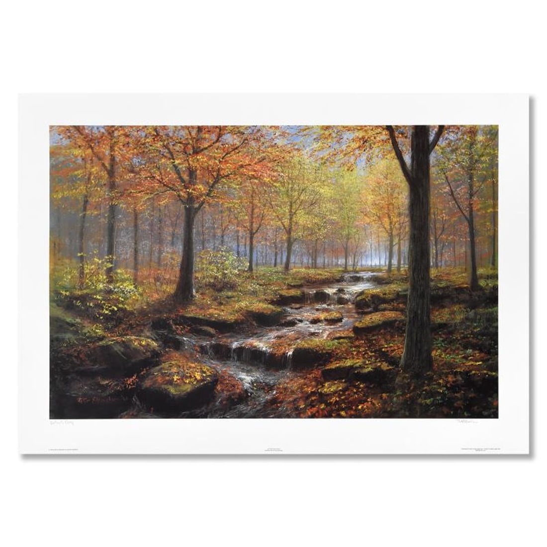 Peter Ellenshaw (1913-2007), "Autumn Gold Rush" Limited Edition Lithograph, Numbered and Hand Signed: Autumn Gold Rush is a limited edition lithograph on paper by Peter Ellenshaw (1913-2007), numbered and hand signed by the artist. Includes Letter of Authenticity. Measures approx. 37.5" x 25" (border)