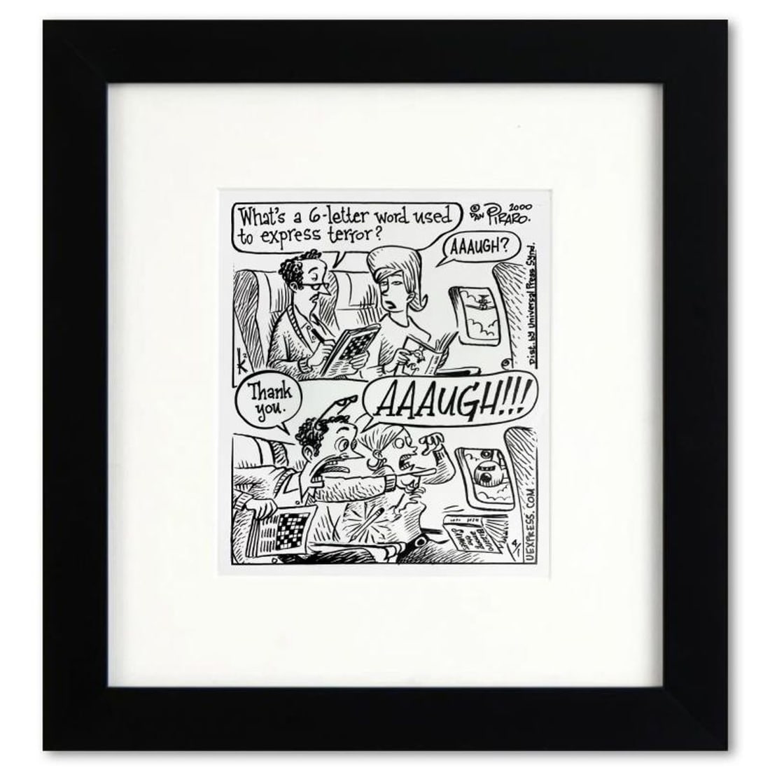 Bizarro, "6 Letter Word" is a Framed Original Pen & Ink Drawing by Dan Piraro, Hand Signed with: Enter a surreal and satirical world of twisted imagination and award winning creativity. "6 Letter Word" is an original pen & ink drawing on paper by Dan Piraro, creator of the critically acclaimed an