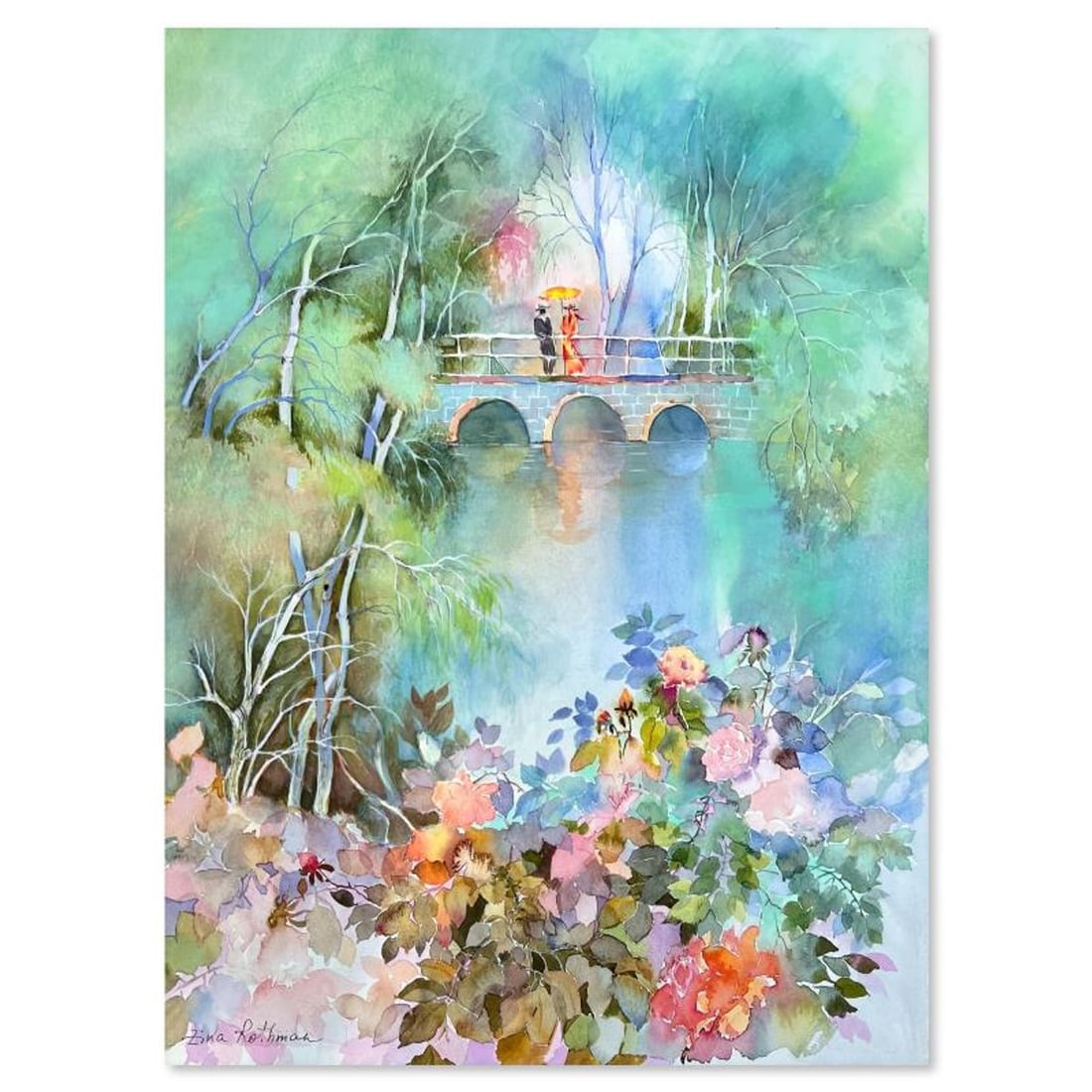 Zina Roitman, Hand Signed Original Painting with Letter of Authenticity.: This is an untitled original painting on paper by Zina Roitman. The piece is hand signed and comes with a letter of authenticity. Measures approximately 19" x 14".