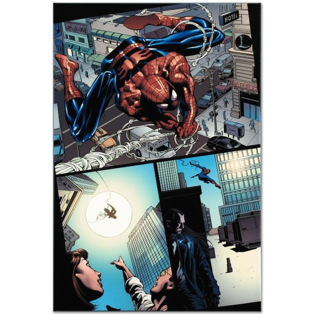 Marvel Comics "Amazing Spider-Man #526" Numbered Limited Edition Giclee on Canvas by Mike Deodato: A piece of comic book history, this limited edition, from original art by Mike Deodato Jr., depicts a heroic Spider-Man. Brazilian artist Mike Deodato Jr. has become an enduring fan favorite, working 