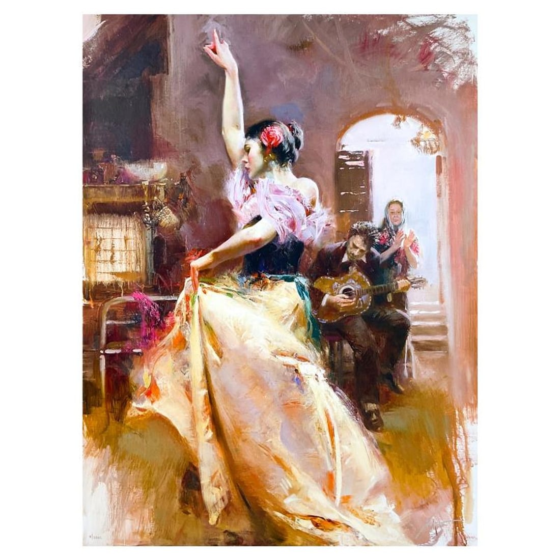 Pino (1939-2010), "The Lady of Seville" Limited Edition on Canvas, HC Numbered 5/25 and Hand Signed: The Lady of Seville is a limited edition giclee on canvas by Pino (1939-2010), HC numbered 5/25 and hand signed by the artist. Includes Certificate of Authenticity. Measures approx. 40" x 30" (image).