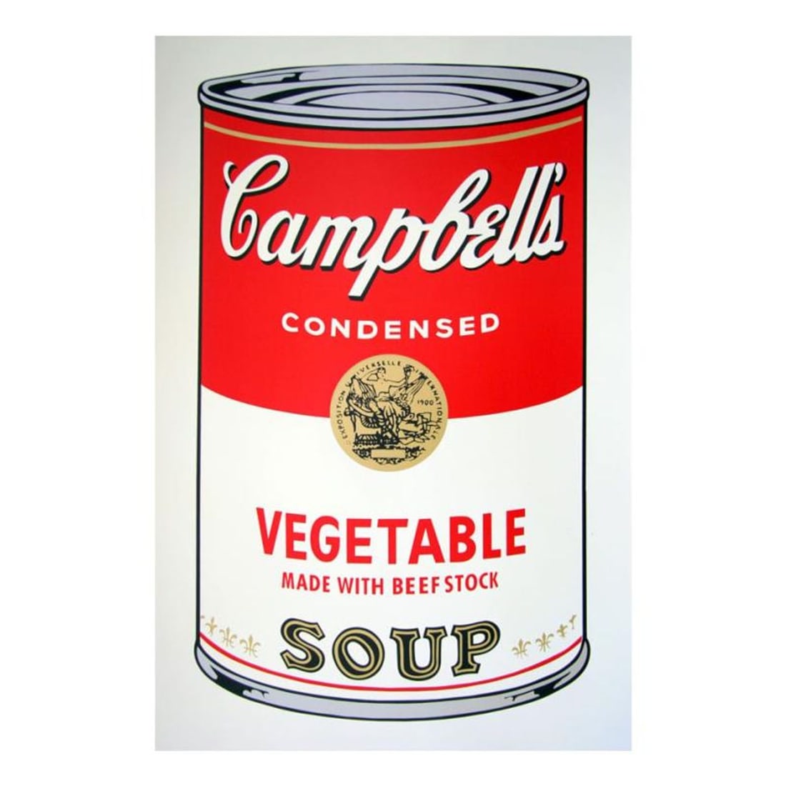 Andy Warhol "Soup can 11.48 (Vegetable w/ Beef Stock)" Silk Screen Print from Sunday B Morning.: Soup can 11.48 (Vegetable w/ Beef Stock) is a silk screen print on paper (open edition) from Sunday B Morning featuring the works of Andy Warhol. The piece is stamped in blue on the back with "Publish