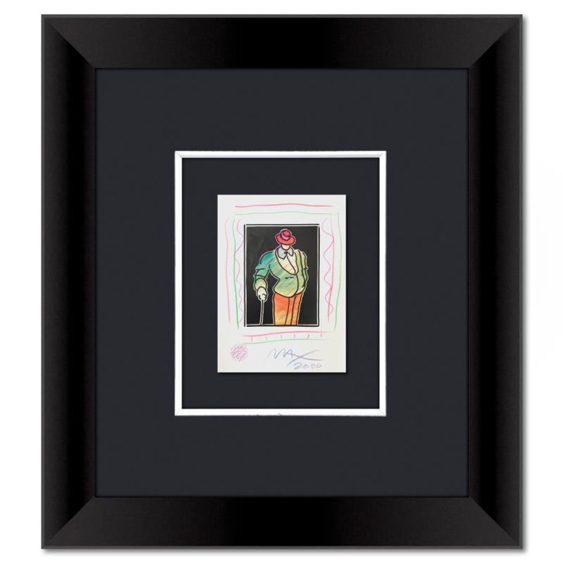 Peter Max, Framed One-of-a-Kind Mixed Media, Hand Signed with Registration Number Certifying (1 of 2)