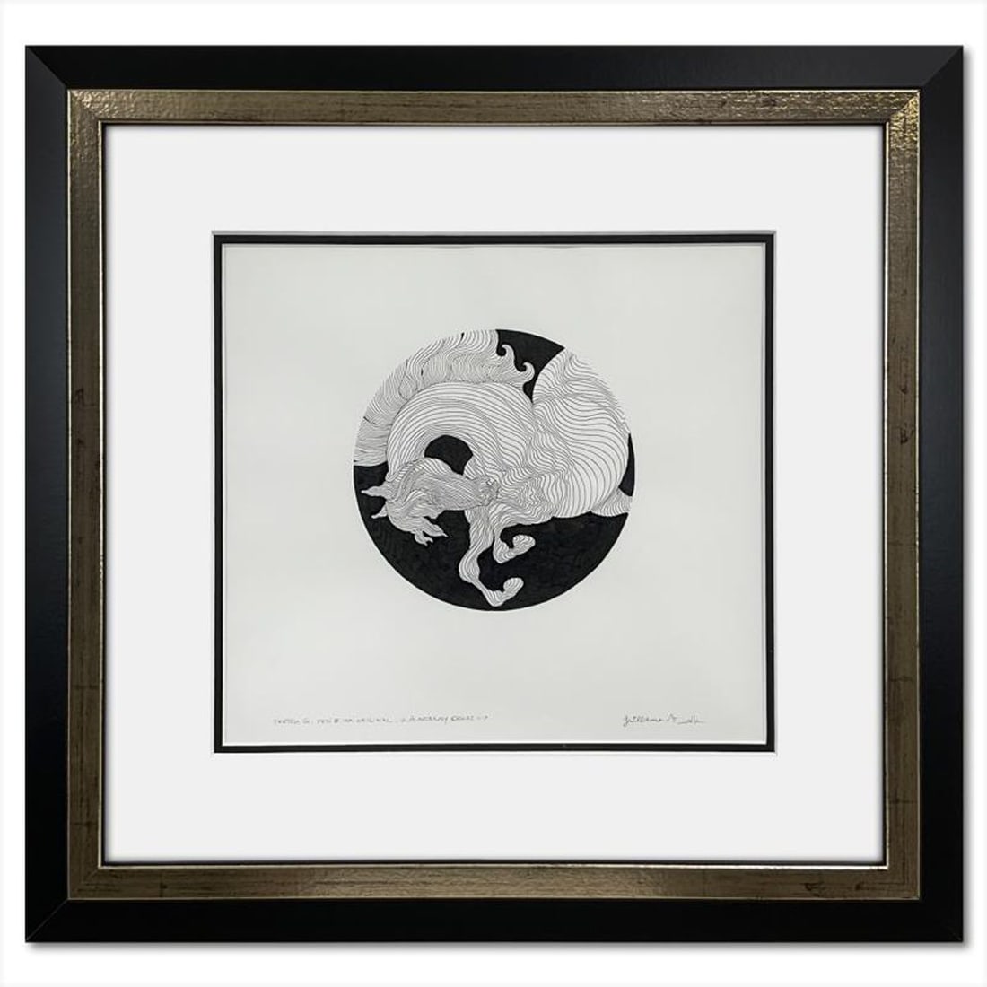 Guillaume Azoulay, "Sketch G" Framed Original Pen and Ink Drawing, Hand Signed with Letter of: Sketch G is an original pen and ink drawing on paper by Guillaume Azoulay, hand signed by the artist. This piece comes custom framed. Includes Letter of Authenticity. Measures approx. 22.5" x 22"