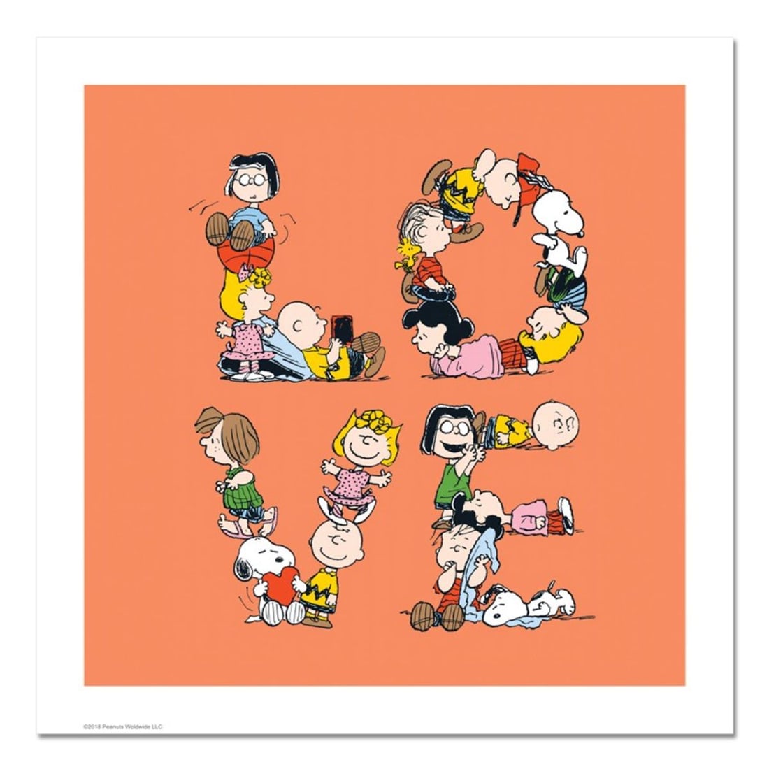 Peanuts, "LOVE" Hand Numbered Limited Edition Fine Art Print with Certificate of Authenticity.: A vibrant and striking edition portraying the simple yet emotive art of Charles. M. Schulz, creator of PEANUTS . You'll love the color, it really POPS in person! It looks incredible on the wall and