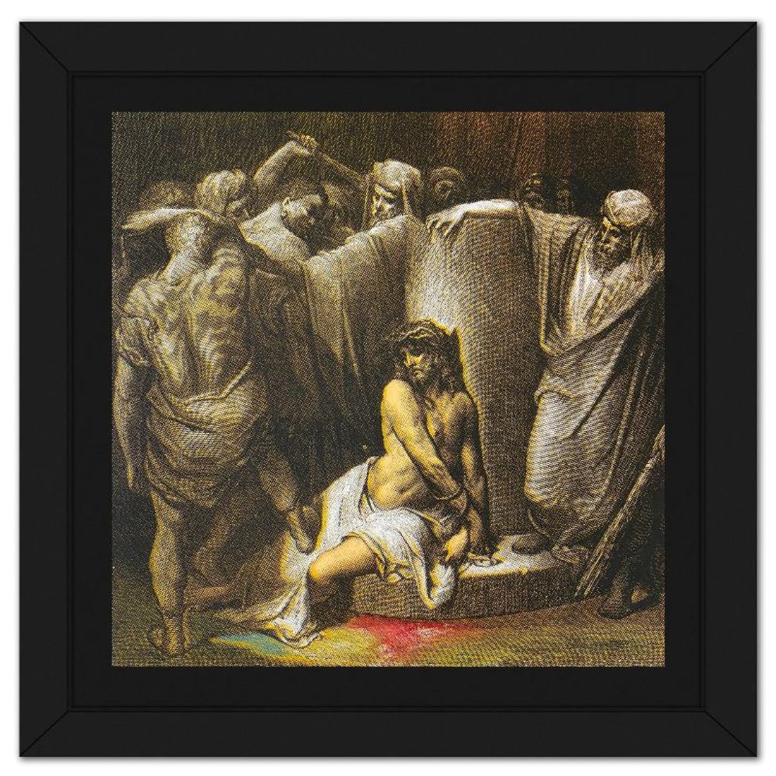 Steve Kaufman (1960-2010), "Jesus in Thorns" Framed Hand Embellished Limited Edition Silscreen,: Jesus in Thorns is a hand embellished limited edition silkscreen on canvas by Andy Warhol protege, Steve Kaufman (1960-2010), numbered AP 10/50 inverso and hand signed by the artist. This piece comes 