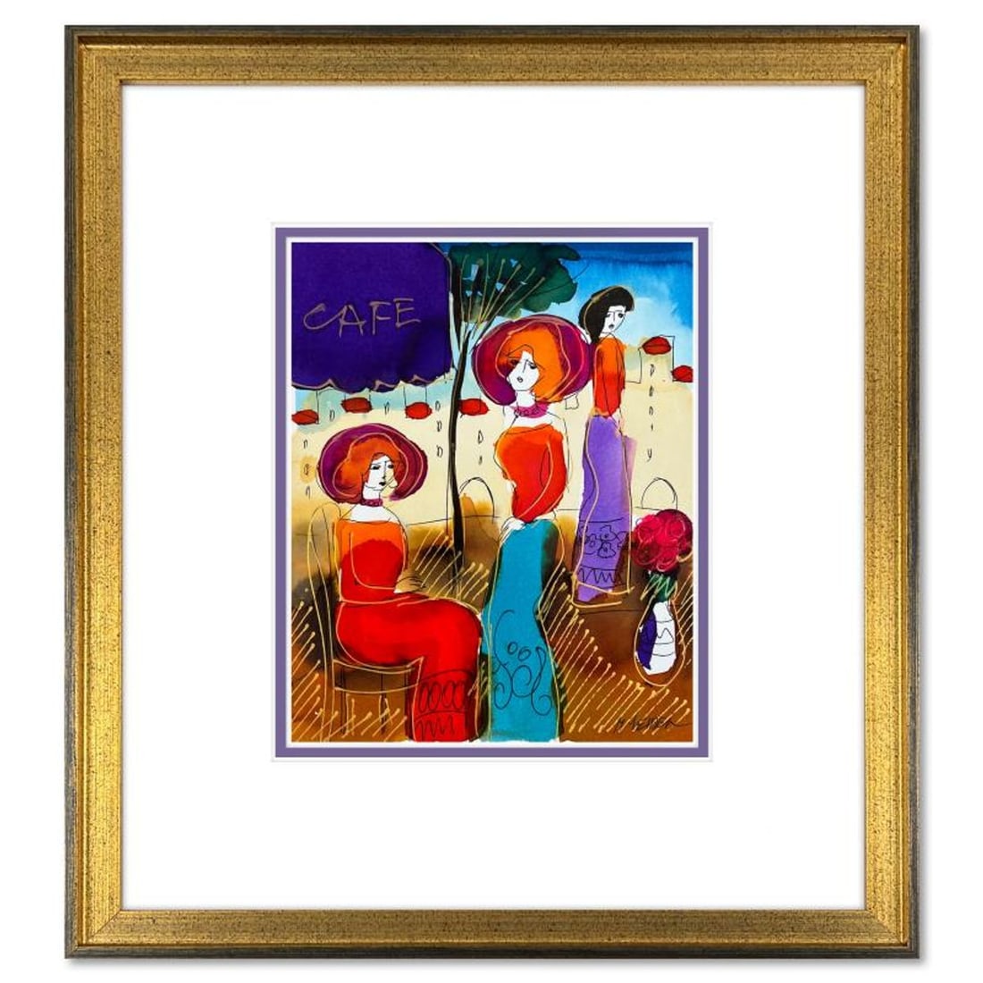 Moshe Leider, Framed Original Mixed Media Watercolor Painting, Hand Signed with Letter of: This is an original mixed media watercolor painting on paper by Moshe Leider. Hand signed by the artist, this piece comes custom framed and includes a Letter of Authenticity. Measures approximately 16