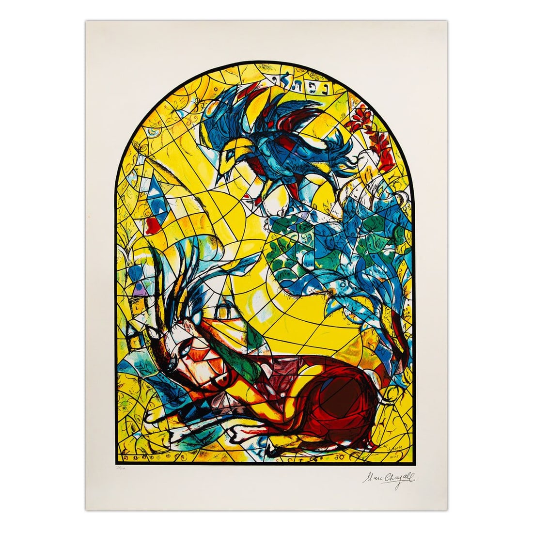 Marc Chagall- Serigraph "Naphtali": Artist: Marc Chagall. Medium: Serigraph. Title: Naphtali. Size: 33" x 25". Signature: Stamp signed and numbered. Certificate of Authenticity: Is included. Additional: Authrorized by the Chagall Estate