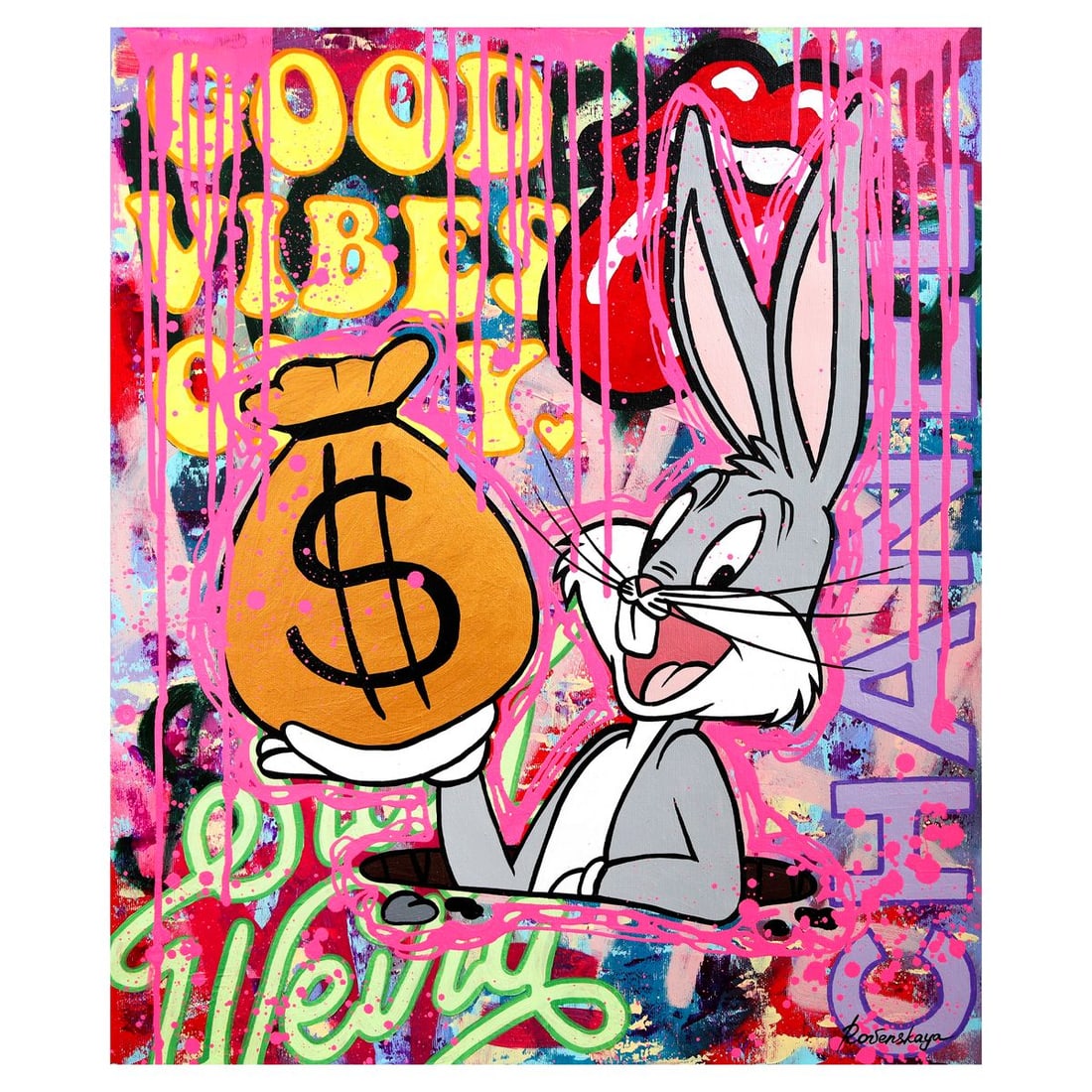 Nastya Rovenskaya- Original Oil on Canvas "Show Me the Bunny": Artist: Nastya Rovenskaya. Medium: Original Oil on Canvas. Title: Show Me the Bunny. Size: 24" x 20". Signature: Hand Signed. Certificate of Authenticity: Is included. Reference#: 36701.