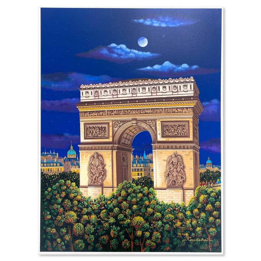 Liudmila Kondakova, "Arc de Triomphe (Toujours Paris)" Limited Edition Serigraph on Gesso Board,: Arc de Triomphe (Toujours Paris) is a limited edition serigraph on gesso board by Liudmila Kondakova, hand signed by the artist. Includes Letter of Authenticity. Measures approx. 18" x 13.5" (image). 