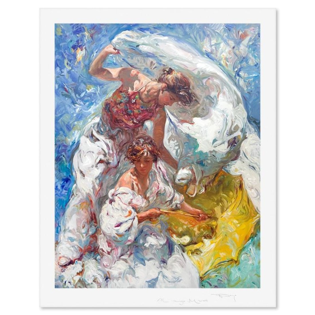 Royo, "Mediterraneo" Hand Signed Serigraph with Letter of Authenticity.: Mediterraneo is a serigraph on paper by Royo, hand signed by the artist. Includes Letter of Authenticity. Measures approx. 49" x 39" (border), 43" x 34" (image). This piece is not numbered and there i