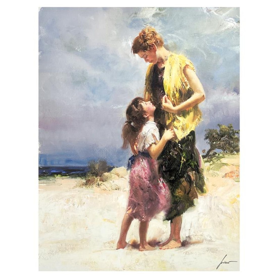 Pino (1939-2010) "Share a Moment" Limited Edition on Canvas, Numbered and Hand Signed with: Share a Moment is a limited edition giclee on canvas by Pino (1939-2010), numbered and hand signed by the artist. Includes Certificate of Authenticity. Measures approx. 39" x 30" (image). Reference#: 