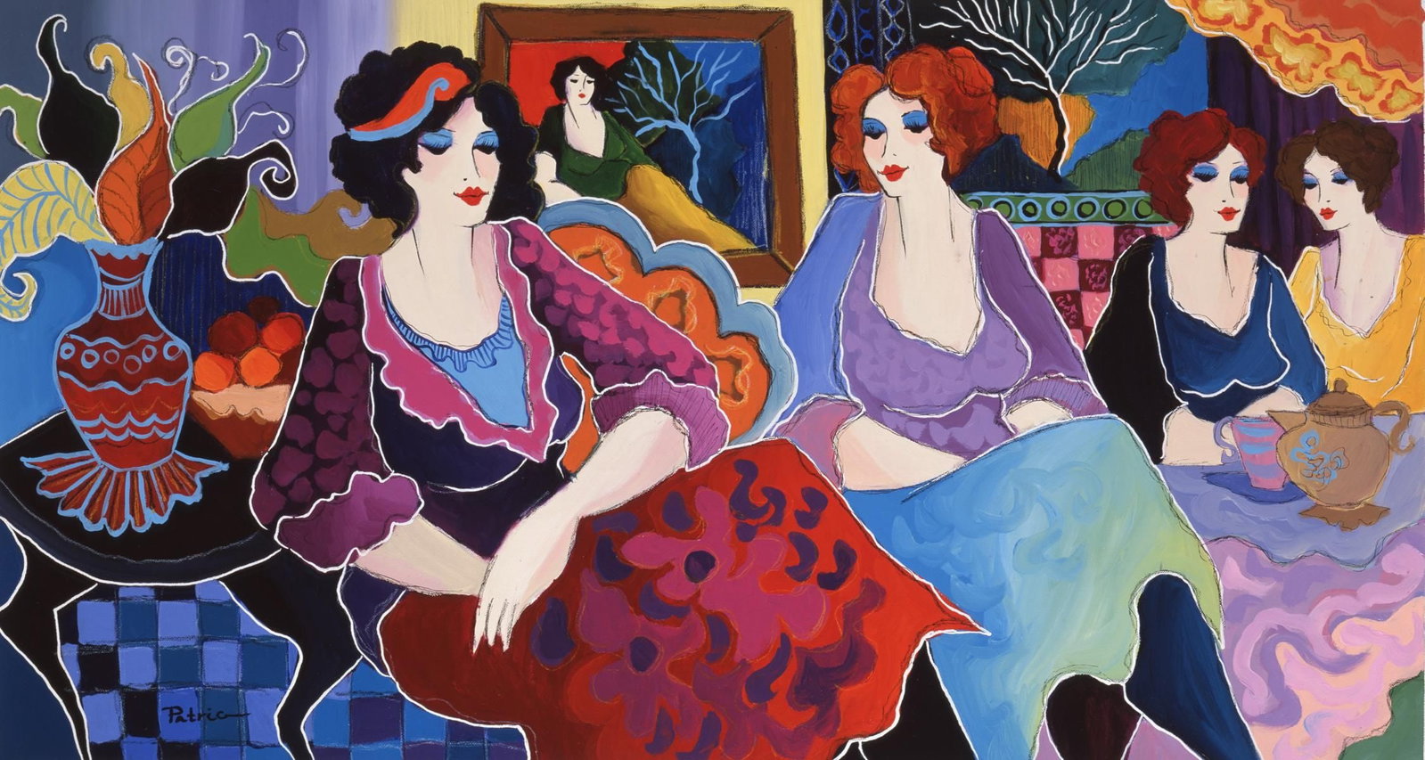 Patricia Govezensky- Original Giclee on Canvas "Cafe Laguna": Artist: Patricia Govezensky. Medium: Original Giclee on Canvas. Title: Cafe Laguna. Size: 16" x 30". Signature: Hand Signed by the Artist. Certificate of Authenticity: From the publisher. Reference#: 