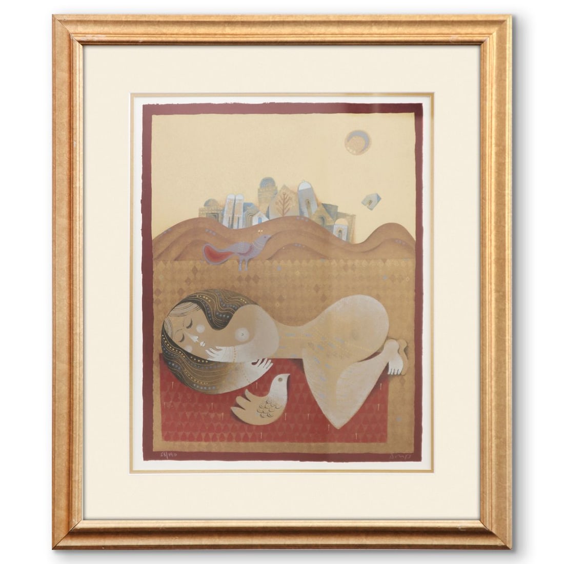 Samy Briss- Serigraph "Citadel": Artist: Samy Briss. Medium: Serigraph. Title: Citadel. Size: 23" x 18". Measures approx. 33" x 28" (framed). Signature: Signed and numbered. Certificate of Authenticity: Is included. Additional: 58/19