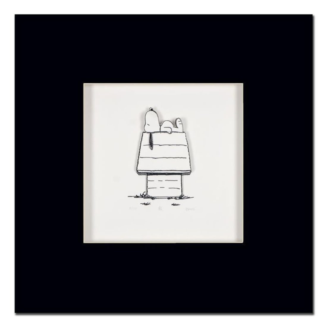 Peanuts, "Happy Place" Hand Numbered Limited Edition 3D Decoupage with Certificate of Authenticity.: Created from the original artwork archived at the studio, "Happy Place" portrays the simple yet emotive art of Charles. M. Schulz, creator of PEANUTS. This 3D decoupage print on paper is hand numbered