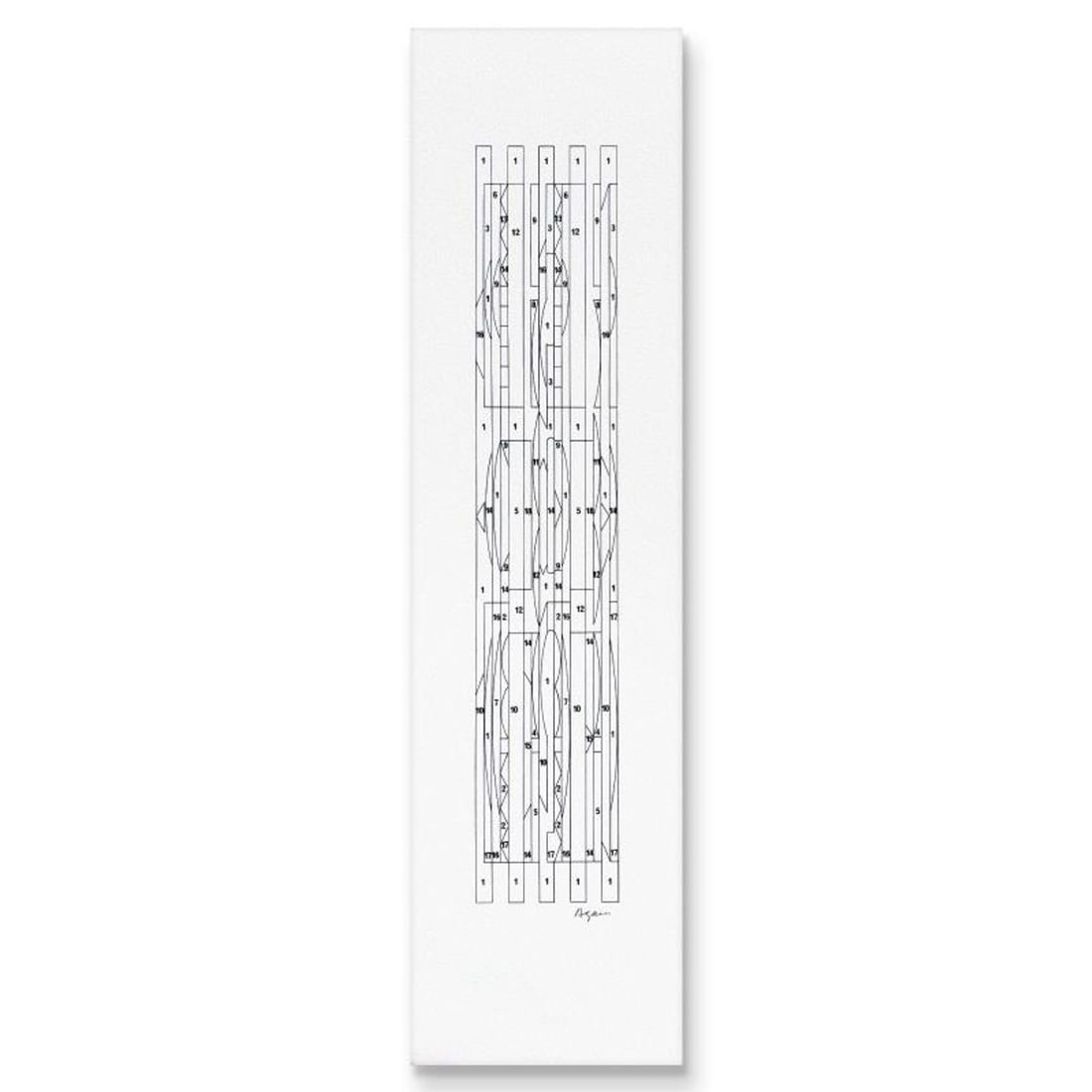 Yaacov Agam, "Plus Minus X 5" Limited Edition Lithograph, Numbered and Hand Signed with Letter of: Plus Minus X 5 is a limited edition lithograph on paper by Yaacov Agam, numbered and hand signed by the artist. Includes Letter of Authenticity. Measures approx. 27.5" x 7" (border), 20" x 4" (image).