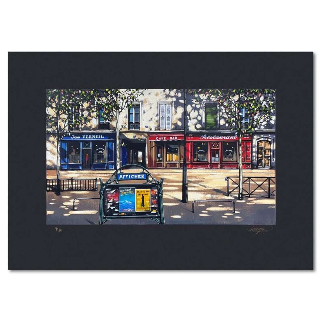 Thomas Pradzynski (1951-2007), "Boulevard Jean Verneil" Limited Edition Serigraph, Numbered 9/150: Boulevard Jean Verneil is a limited edition serigraph on paper by Thomas Pradzynski (1951-2007), numbered 9/150 and hand signed by the artist. Includes Letter of Authenticity. Measures approx. 17" x 2