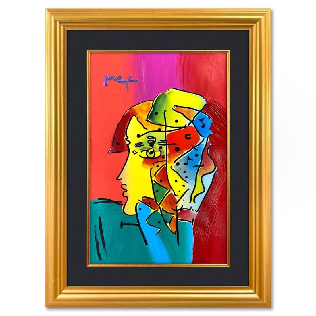 Peter Max, "Billboard Centenial" Framed One-of-a-Kind Mixed Media, Hand Signed with Registration (1 of 2)