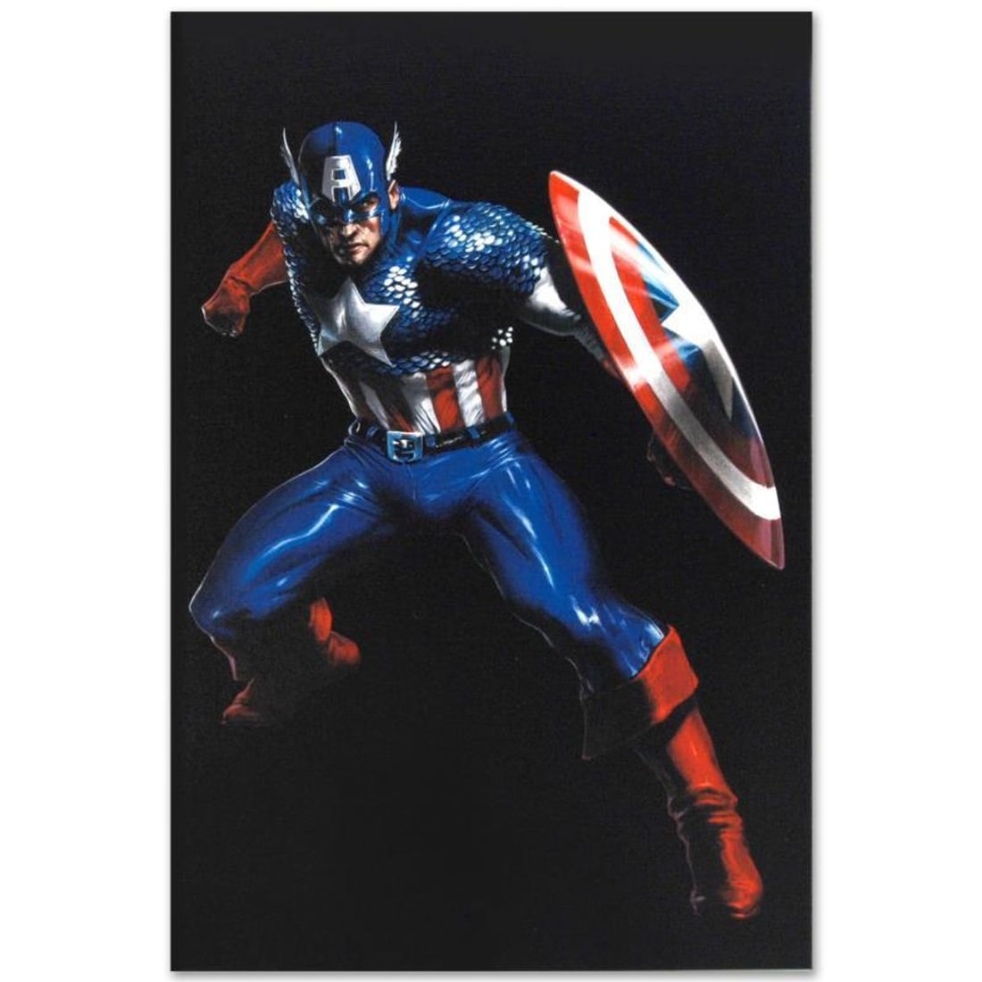 Marvel Comics "Secret War #3" Numbered Limited Edition Giclee on Canvas by Gabriele Dell'Otto with: A piece of comic book history, this limited edition, from original art by Gabriele Dell'Otto, depicts the famous Captain America. Italian-born illustrator Gabriele Dell'Otto began his career with Marv