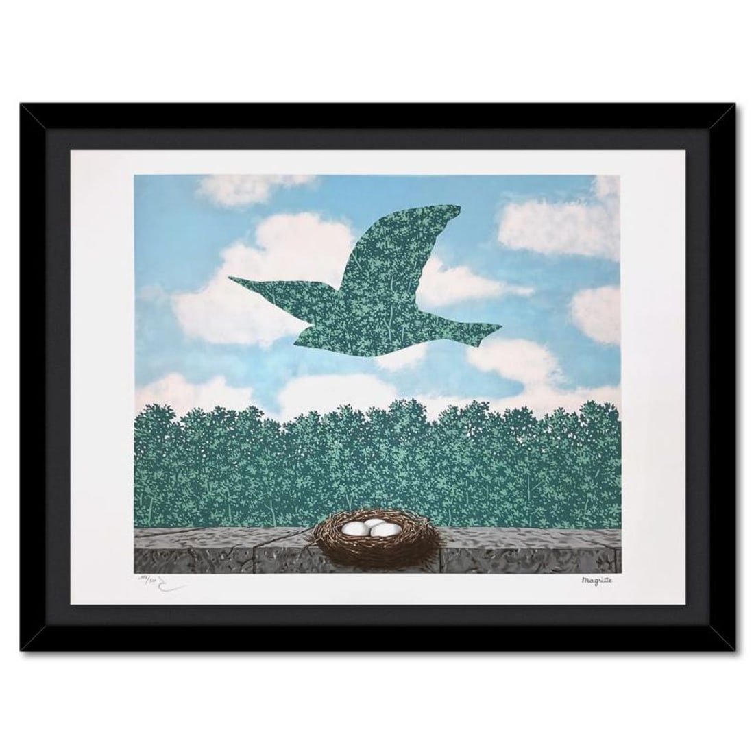 Rene Magritte 1898-1967 (After), "Le Printemps (Spring)" Framed Limited Edition Lithograph, Estate: Le Printemps (Spring) is a limited edition lithograph by Rene Magritte (1898-1967). This piece is numbered 124/300 and bears the dry stamps of the Magritte Foundation & ADAGP (Society of Authors in th
