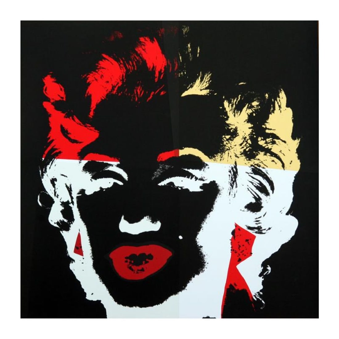 Andy Warhol "Golden Marilyn 11.39" Limited Edition Silk Screen Print from Sunday B Morning.: Golden Marilyn 11.39 is a limited edition silk screen print on museum board from Sunday B Morning featuring the works of Andy Warhol. The piece is stamped in blue on the back with "Published by Sunday