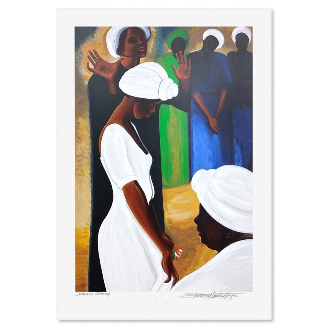 Bernard Hoyes, "Sharon's Blessing" Limited Edition Printer's Proof Serigraph, Numbered and Hand: Sharon's Blessing is a limited edition printer's proof serigraph on paper by Bernard Hoyes, numbered and hand signed by the artist. Includes Letter of Authenticity. Measures approx. 33.5" x 23" (borde