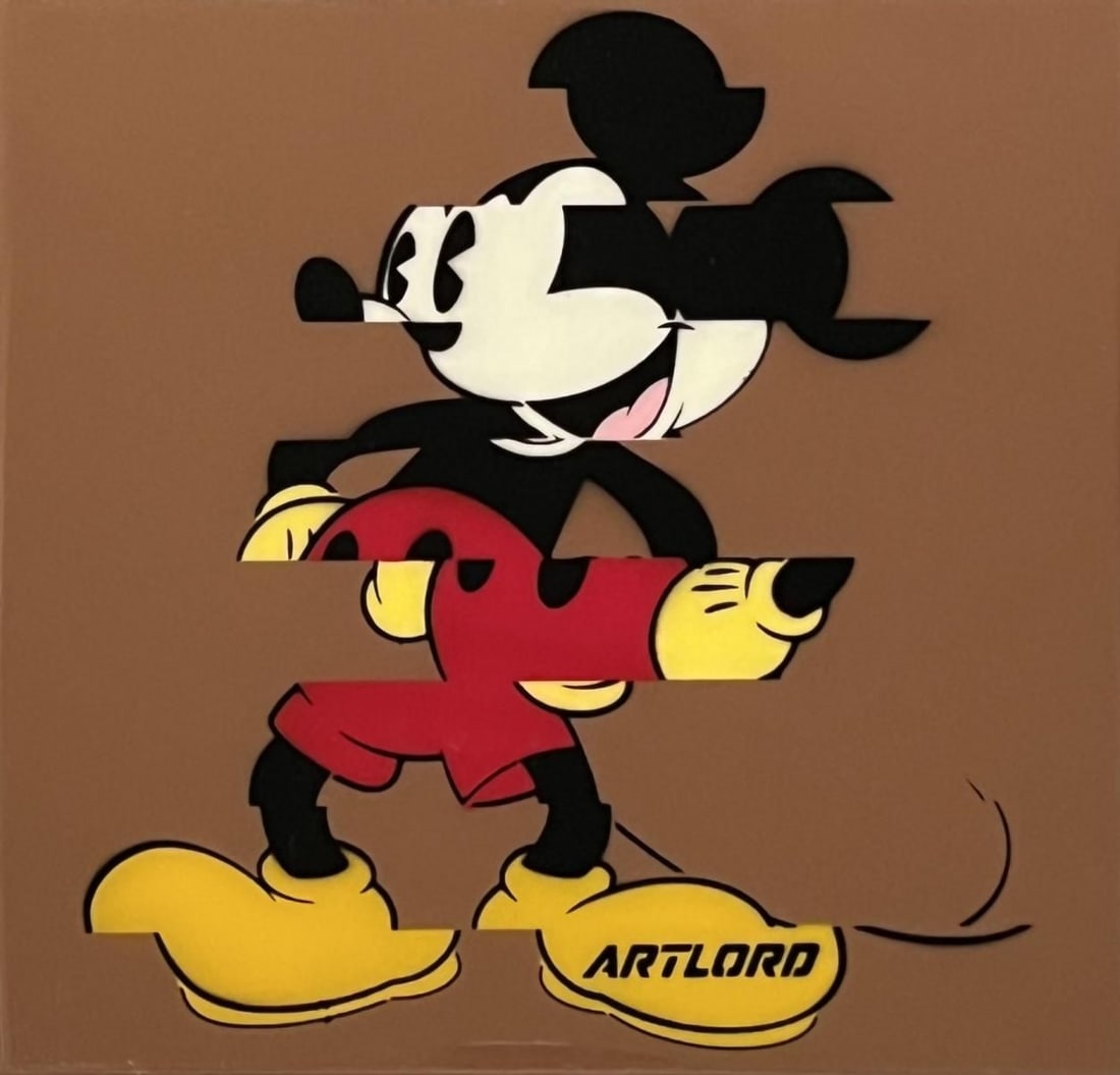 Artlord- Original on wood panel with resin "Mickey": Artist: Artlord. Medium: Original on wood panel with resin. Title: Mickey. Size: 12" x 12". Signature: Signed. Additional: Hand Signed Verso. Reference#: 28408.