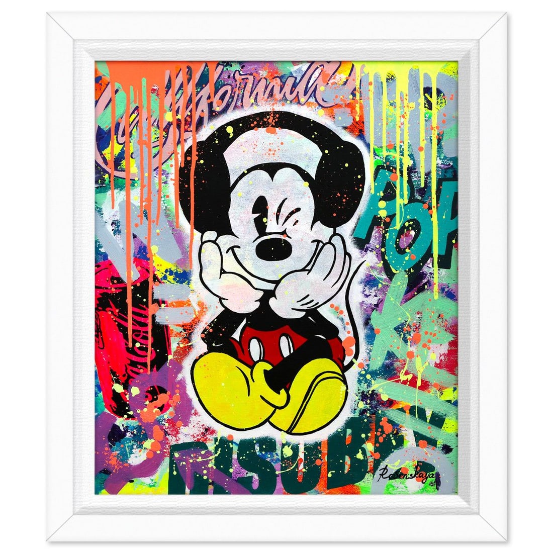 Nastya Rovenskaya- Original Oil on Canvas "Love Edition": Artist: Nastya Rovenskaya. Medium: Original Oil on Canvas. Title: Love Edition. Size: 24" x 20". Measures approx. 30" x 25" (framed). Signature: Hand signed. Certificate of Authenticity: Is included. 
