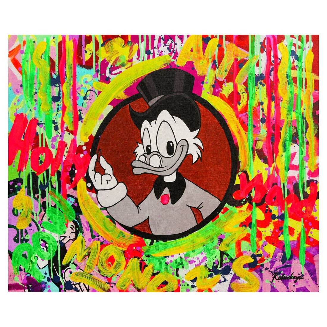 Nastya Rovenskaya- Mixed Media on Canvas "Fifty Cent": Artist: Nastya Rovenskaya. Medium: Mixed Media on Canvas. Title: Fifty Cent. Size: 20" x 24". Signature: Hand signed. Certificate of Authenticity: Is included. Reference#: 49431.
