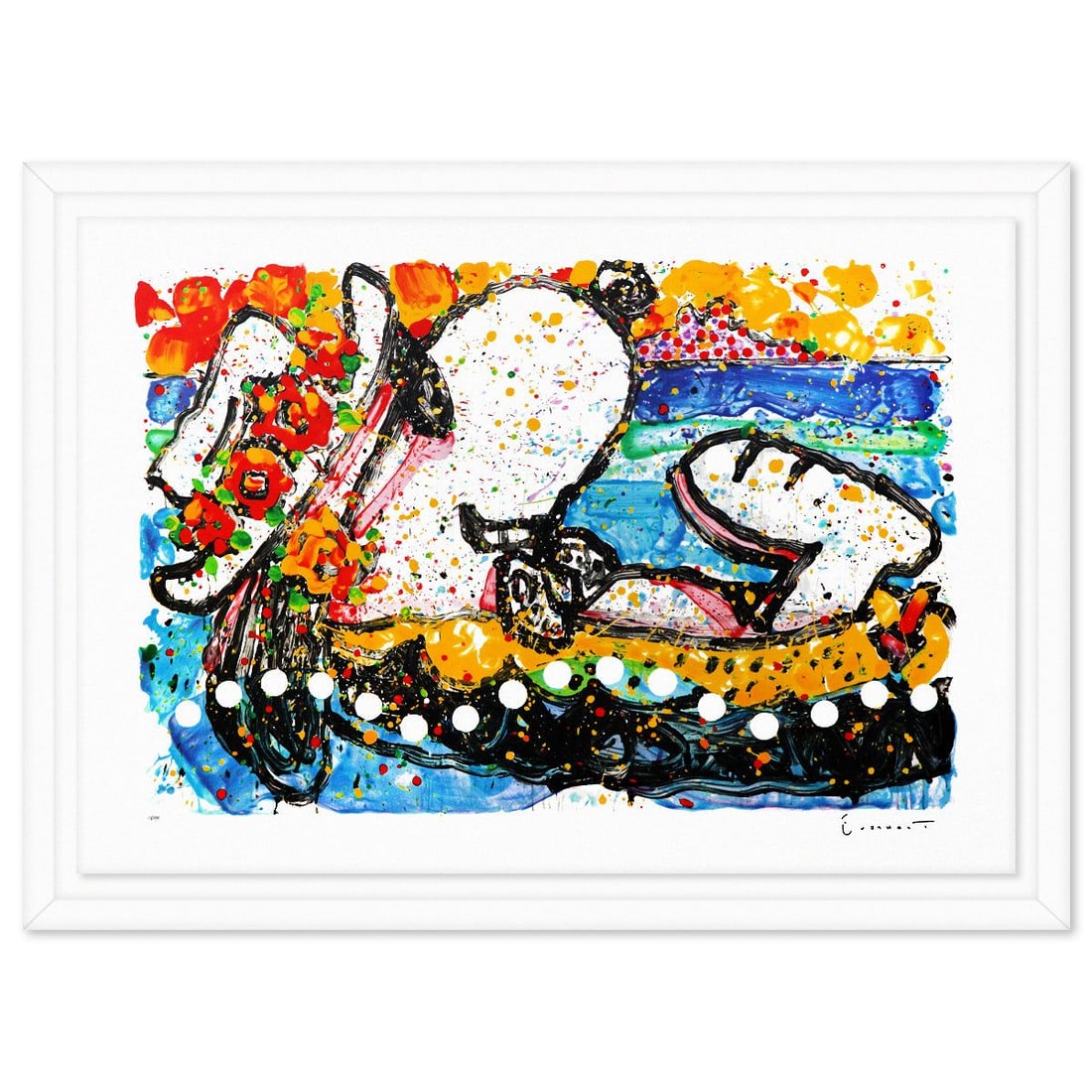 Tom Everhart- Hand Pulled Original Lithograph "Chillin": Artist: Tom Everhart. Medium: Hand Pulled Original Lithograph. Title: Chillin. Size: 31" x 44". Measures approx. 36" x 49" (framed). Signature: Hand signed and numbered. Certificate of Authenticity: I