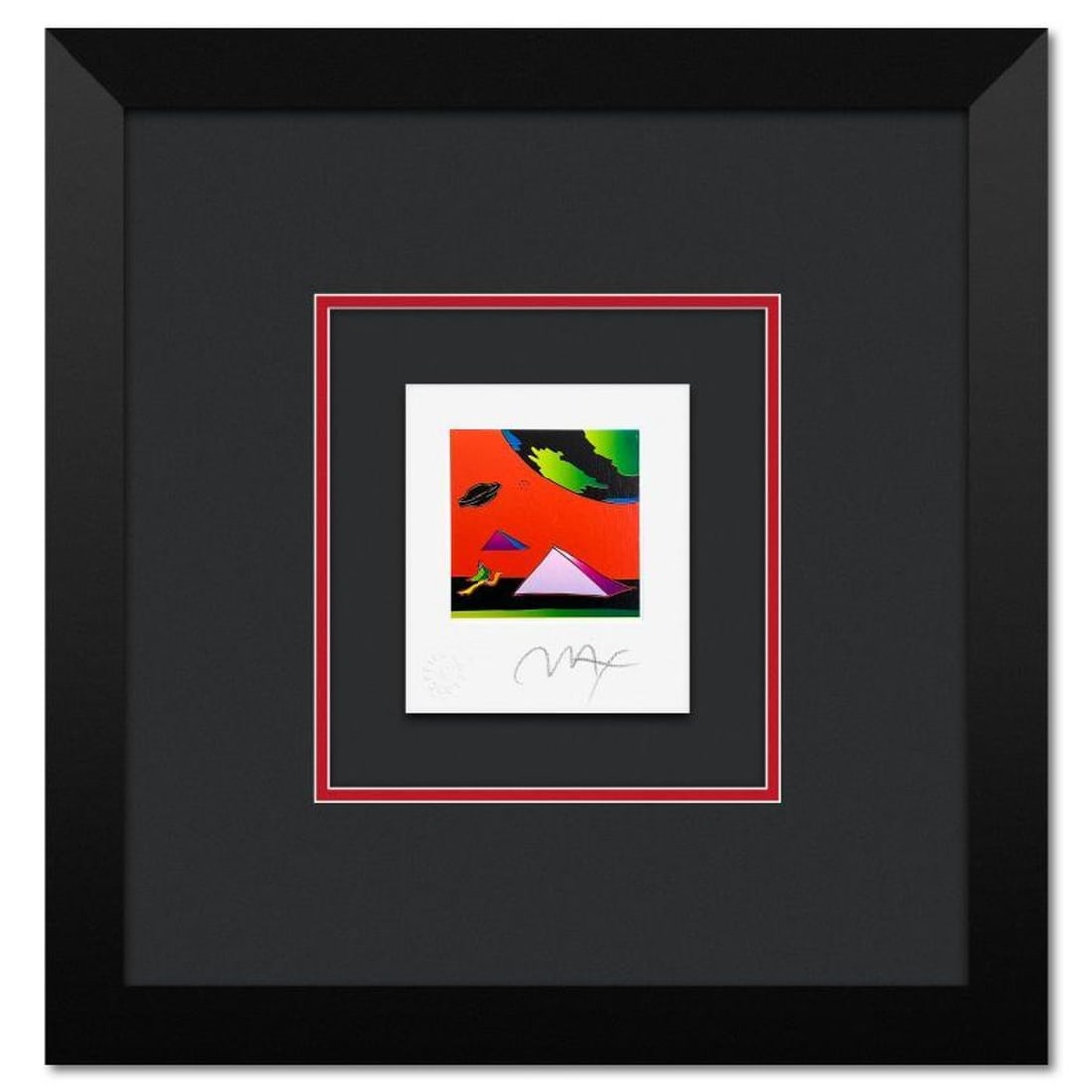 Peter Max, "Jumper with Two Pyramids" Framed Limited Edition Lithograph, Numbered and Hand Signed: Jumper with Two Pyramids is a limited edition lithograph on paper by Peter Max, numbered and hand signed by the artist. This piece comes framed. Includes Certificate of Authenticity from Peter Max